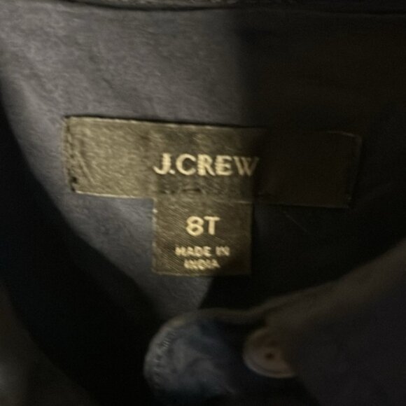 J CREW dark blue cotton maxi dress with ruffles. Large tie belt. Size 8T. - Picture 4 of 12